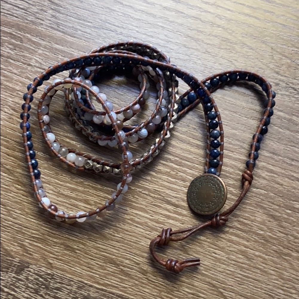 Leather and bead wrap bracelet.
